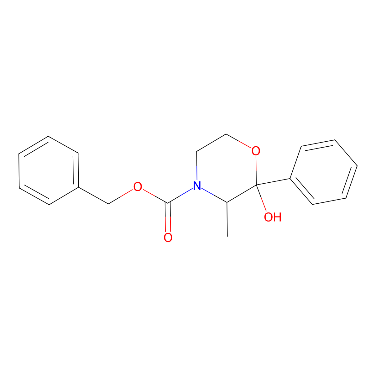 Benzyl 2-hydroxy-3-methyl-2-phenylmorpholine-4-carboxylate molecular structure, CAS 2680782-21-0