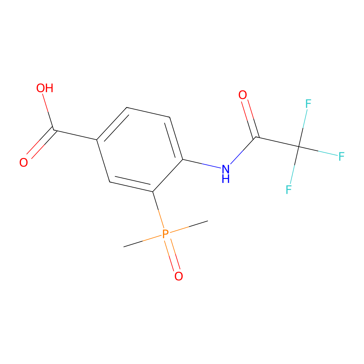 3-(Dimethylphosphoryl)-4-(2,2,2-trifluoroacetamido)benzoic acid molecular structure, CAS 2680782-23-2