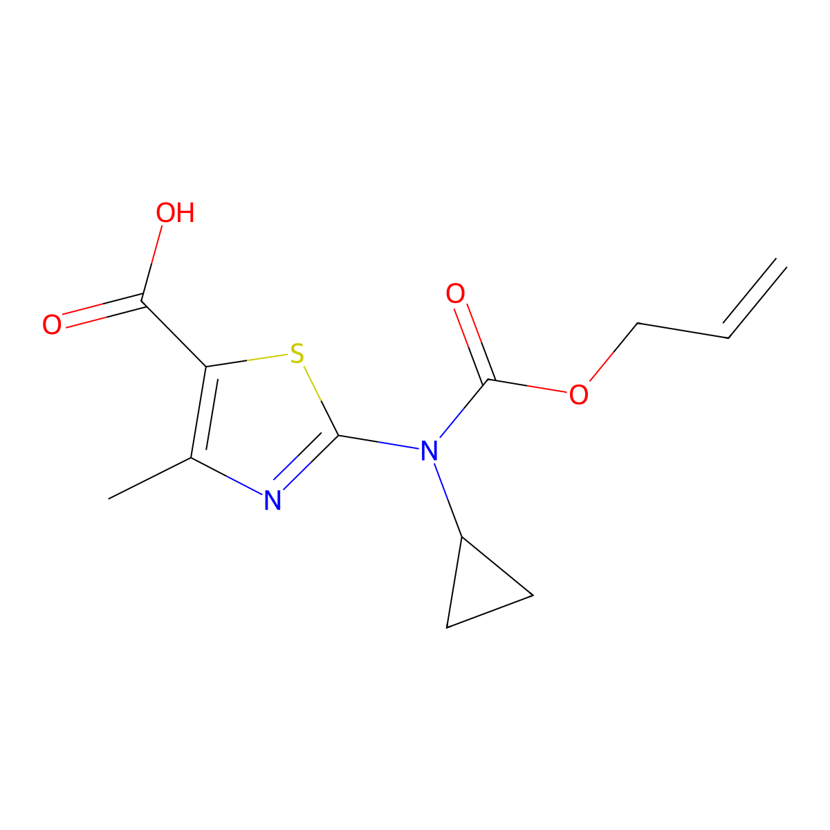 2-{Cyclopropyl[(prop-2-en-1-yloxy)carbonyl]amino}-4-methyl-1,3-thiazole-5-carboxylic acid molecular structure, CAS 2680782-43-6