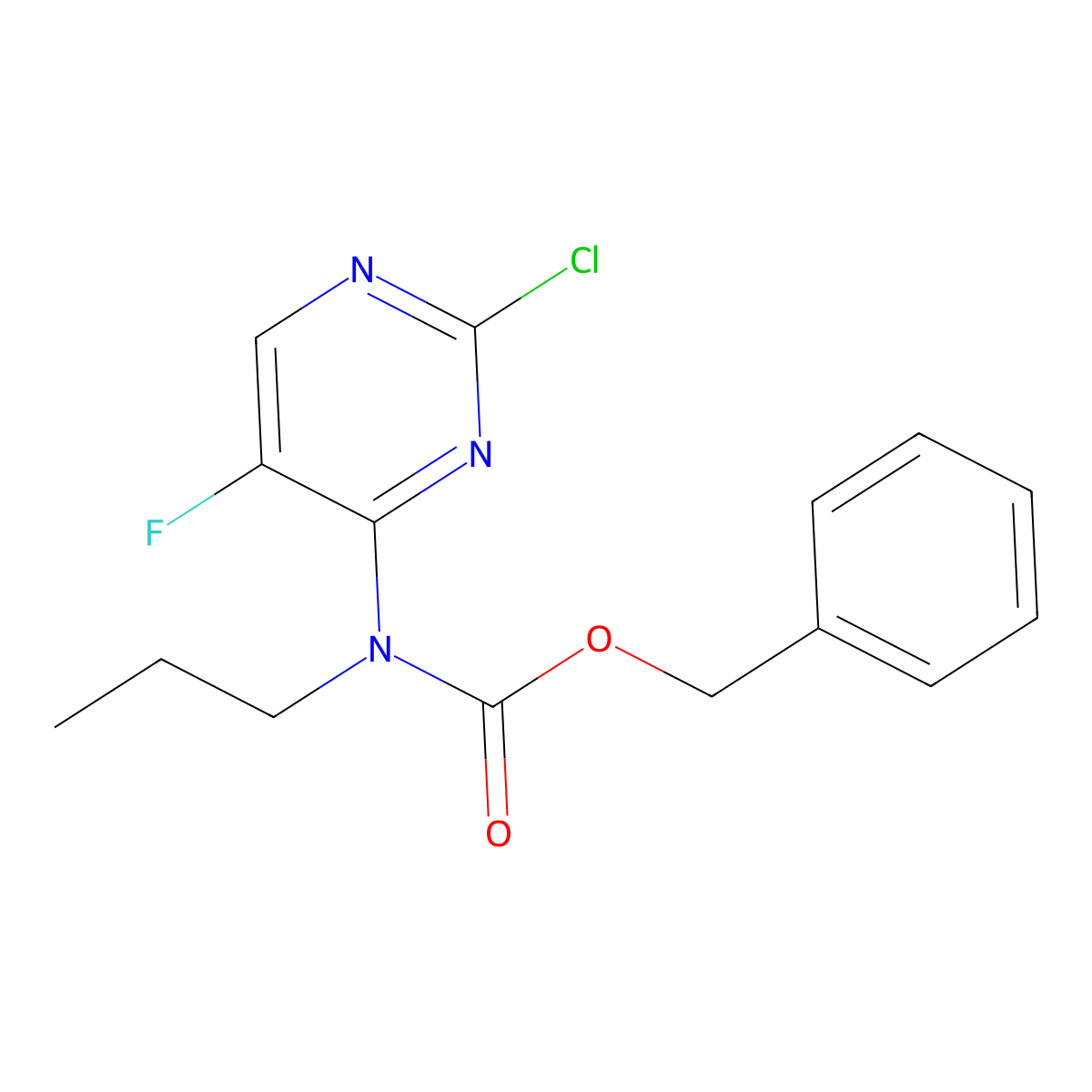 benzyl N-(2-chloro-5-fluoropyrimidin-4-yl)-N-propylcarbamate molecular structure, CAS 2680782-58-3