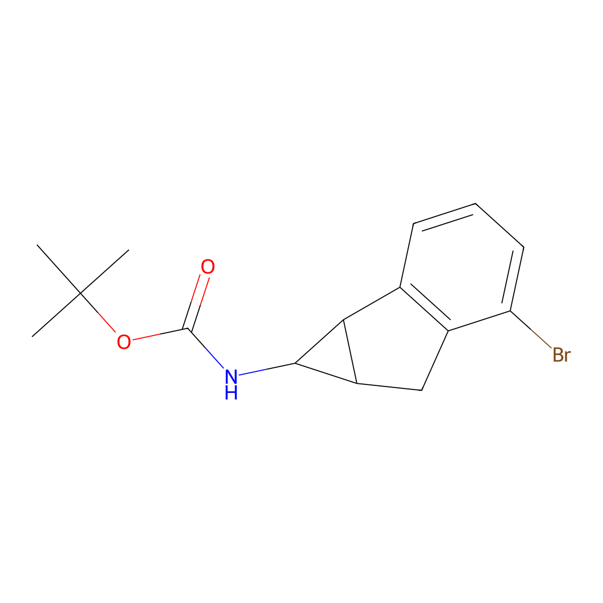 tert-butyl N-{5-bromo-1H,1aH,6H,6aH-cyclopropa[a]inden-1-yl}carbamate molecular structure, CAS 2680782-61-8