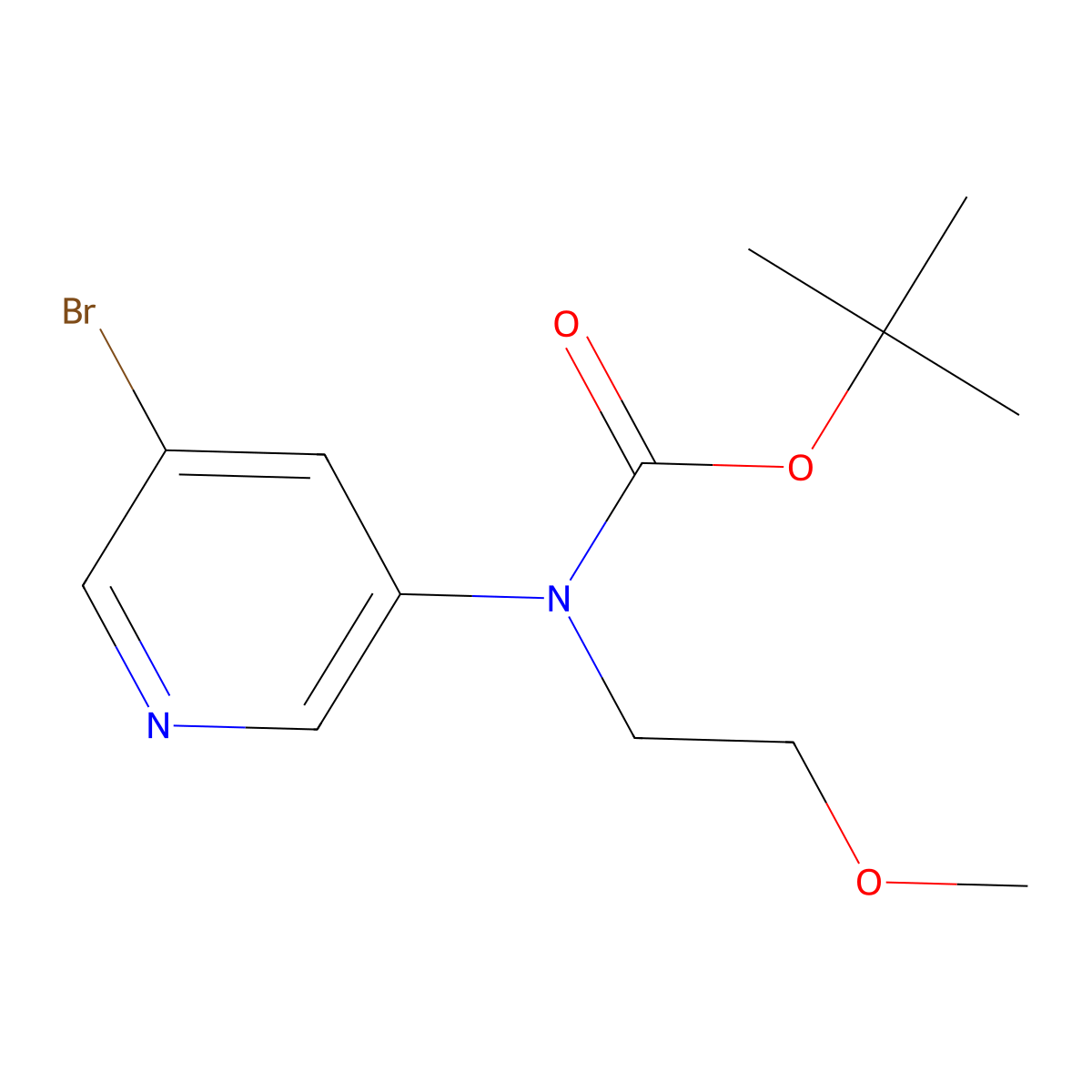 tert-butyl N-(5-bromopyridin-3-yl)-N-(2-methoxyethyl)carbamate molecular structure, CAS 2680782-64-1