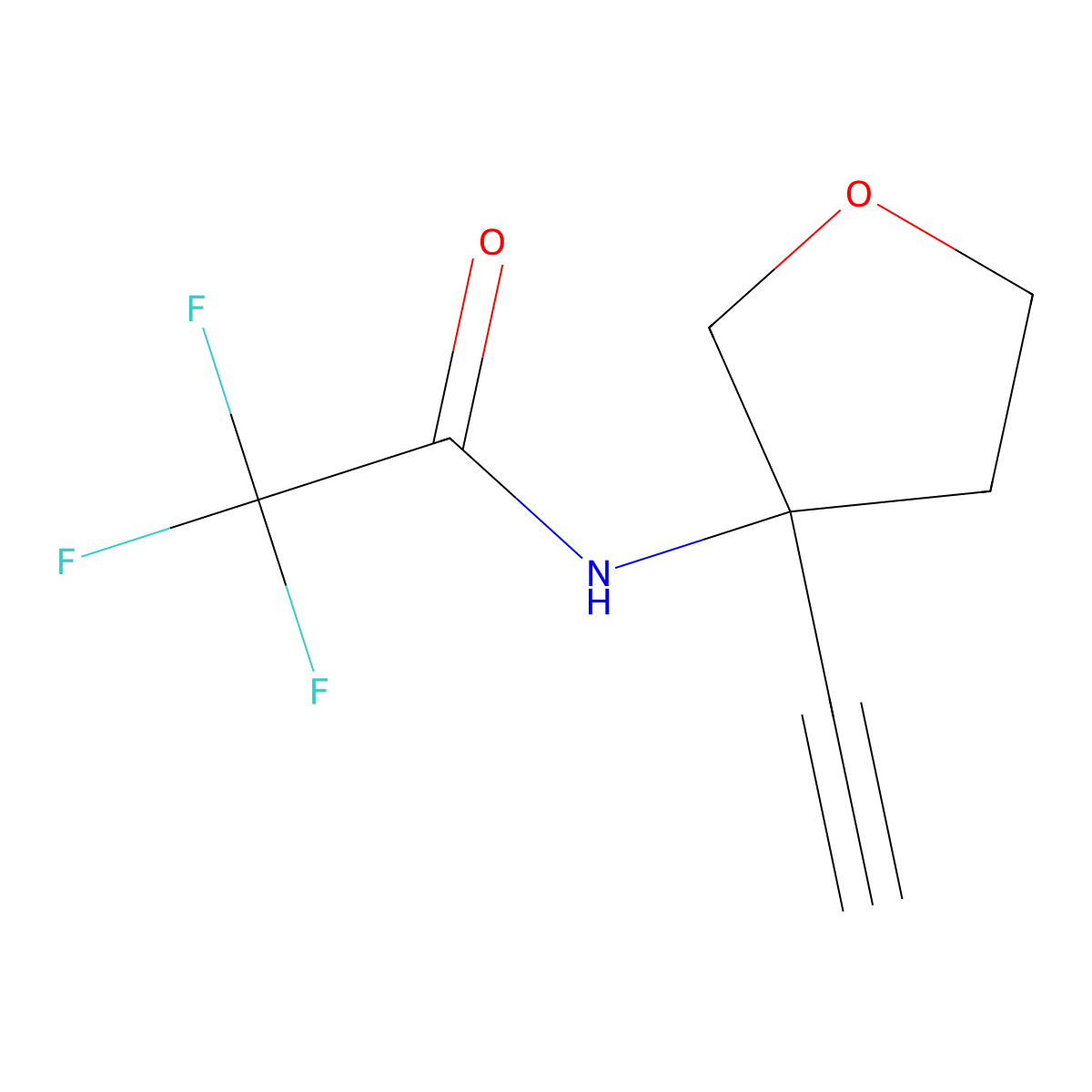 N-(3-ethynyloxolan-3-yl)-2,2,2-trifluoroacetamide molecular structure, CAS 2680782-74-3