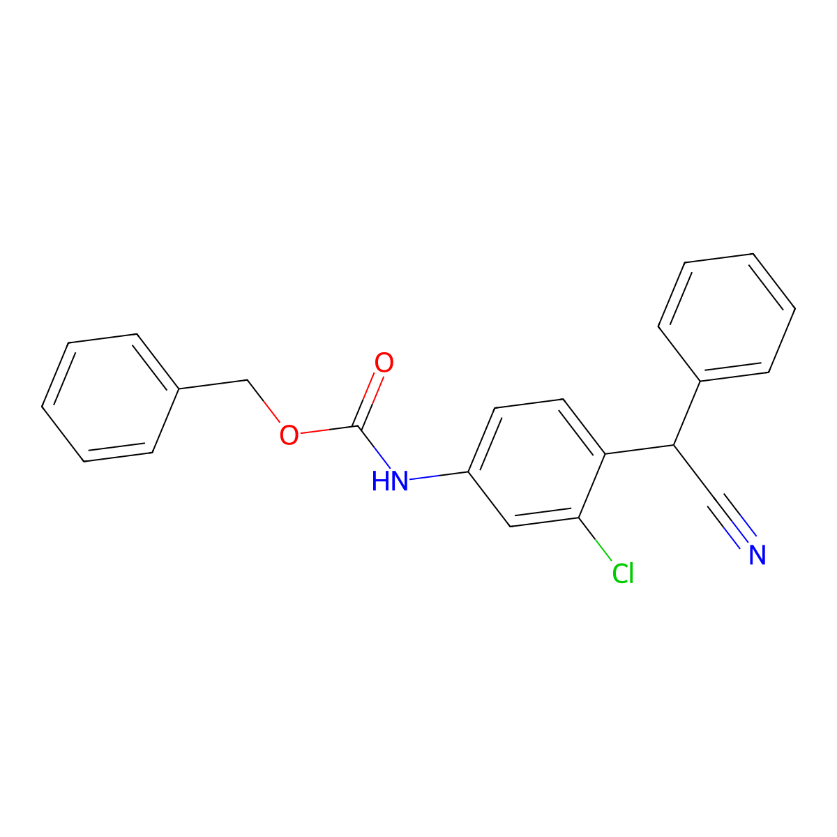 benzyl N-{3-chloro-4-[cyano(phenyl)methyl]phenyl}carbamate molecular structure, CAS 2680782-77-6