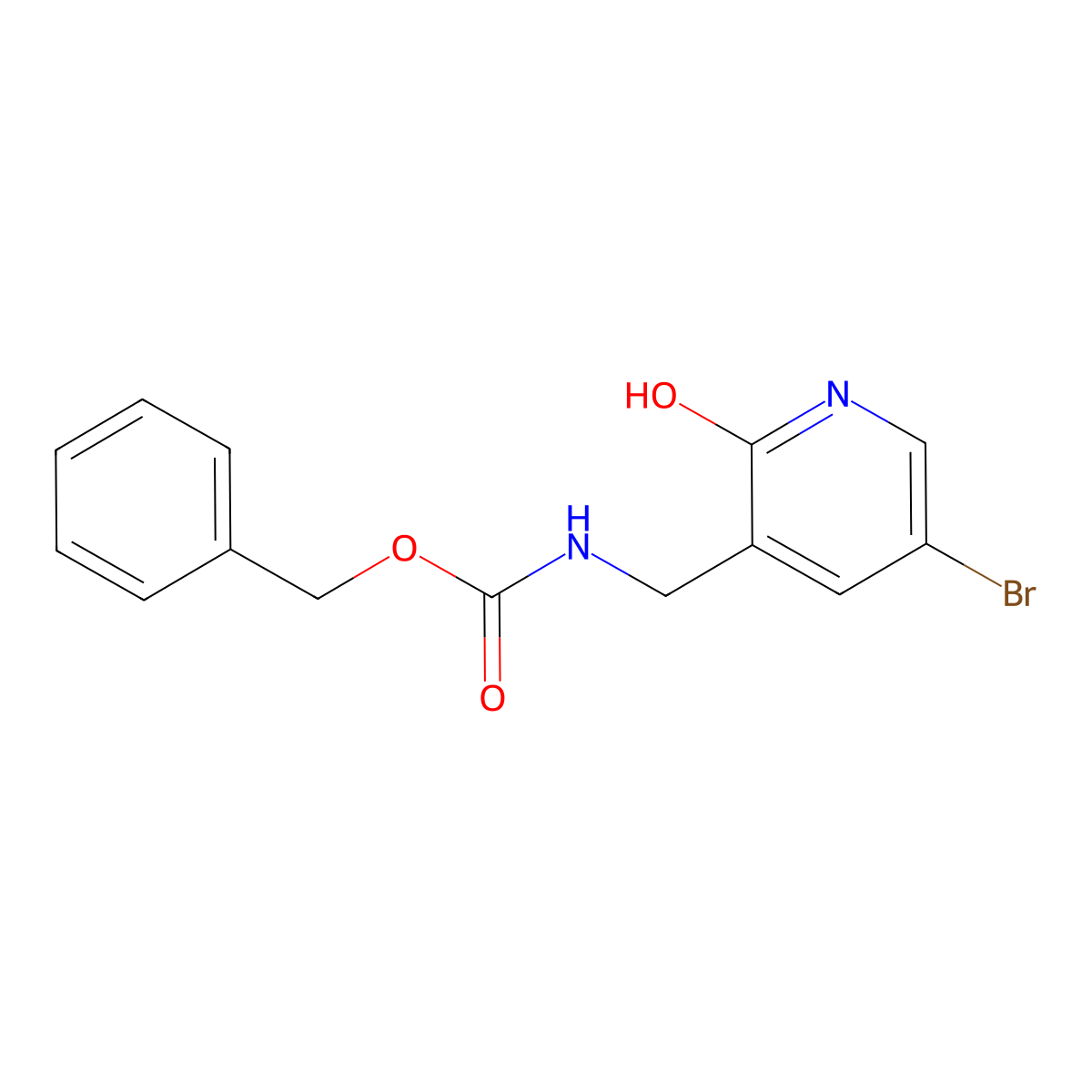 benzyl N-[(5-bromo-2-hydroxypyridin-3-yl)methyl]carbamate molecular structure, CAS 2680782-78-7