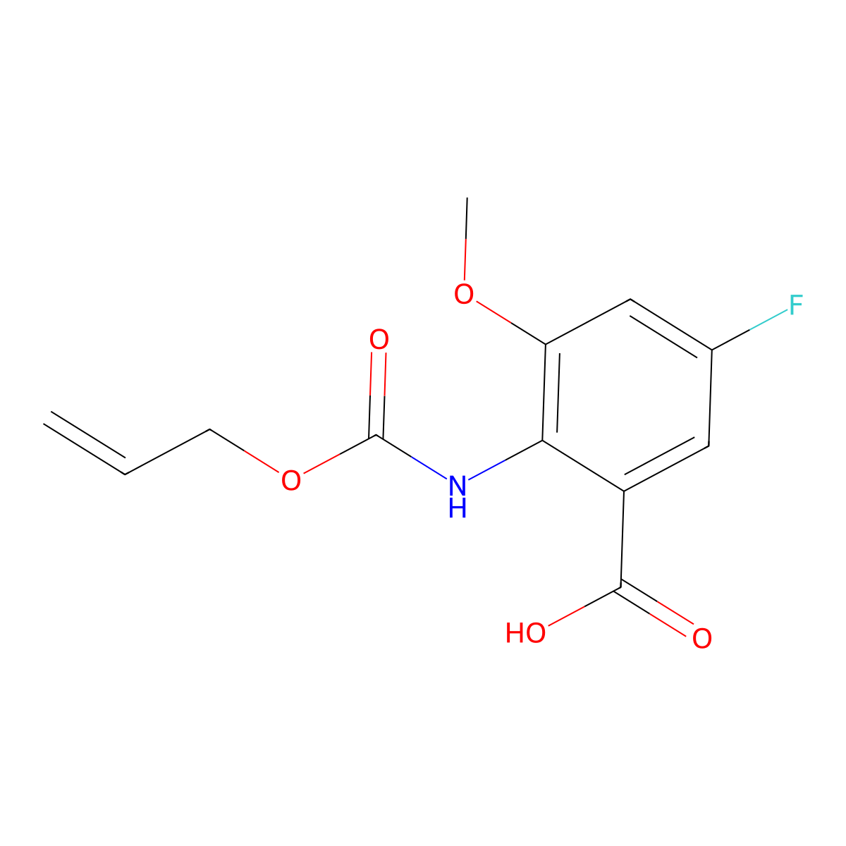 5-Fluoro-3-methoxy-2-{[(prop-2-en-1-yloxy)carbonyl]amino}benzoic acid molecular structure, CAS 2680782-79-8