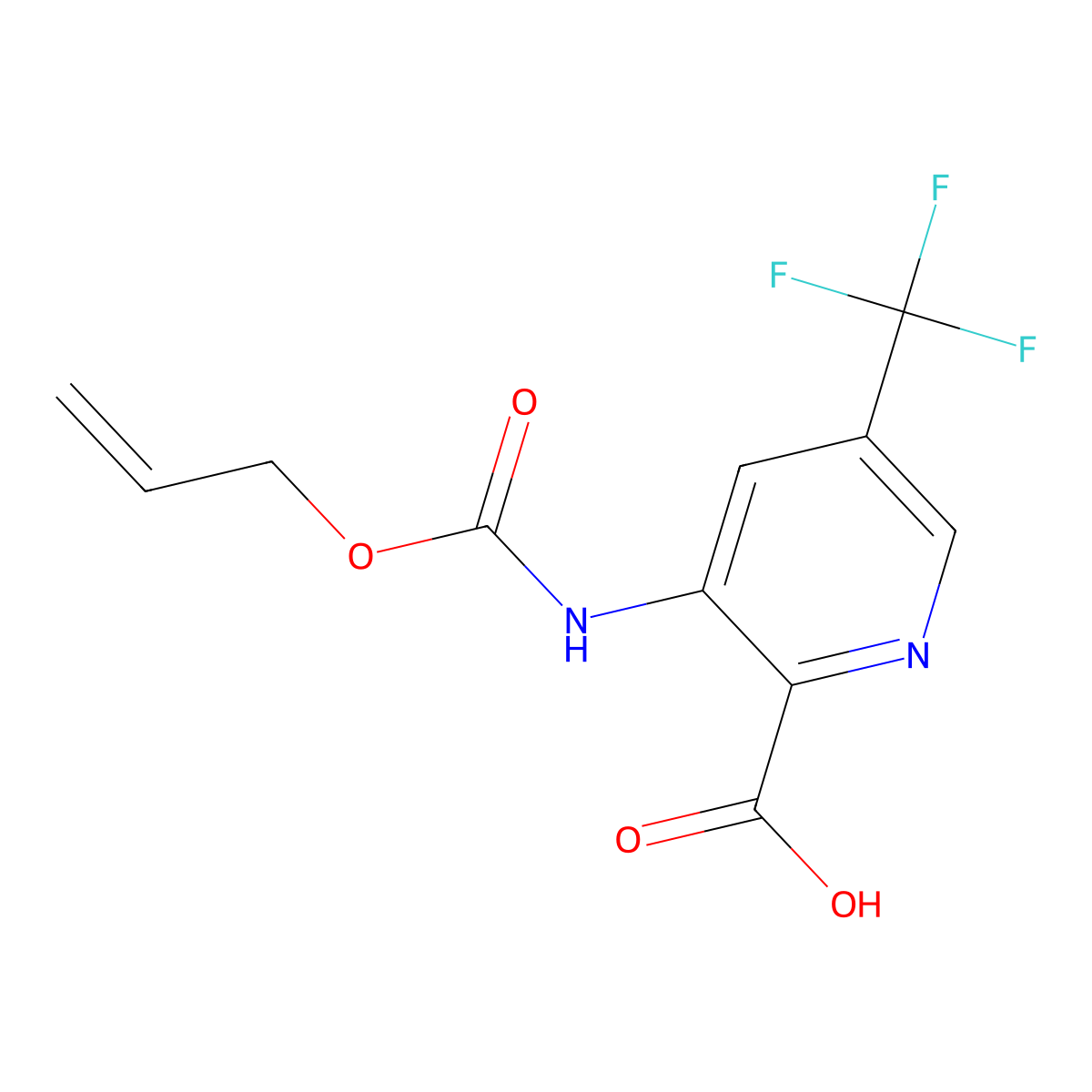 3-{[(Prop-2-en-1-yloxy)carbonyl]amino}-5-(trifluoromethyl)pyridine-2-carboxylic acid molecular structure, CAS 2680782-86-7