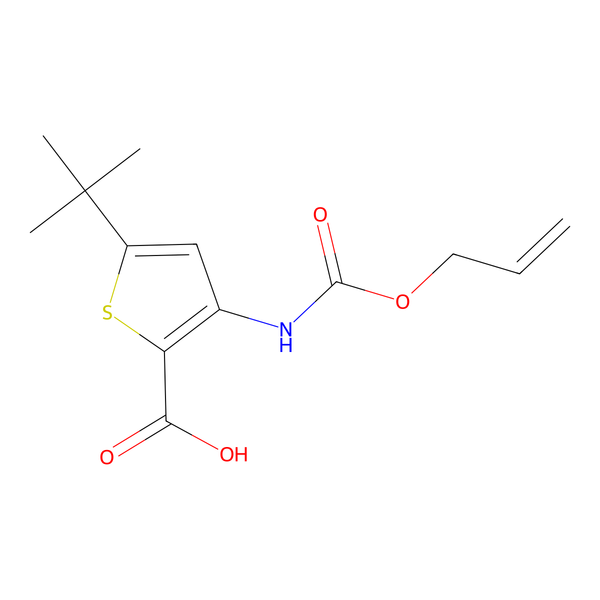 5-Tert-butyl-3-{[(prop-2-en-1-yloxy)carbonyl]amino}thiophene-2-carboxylic acid molecular structure, CAS 2680782-88-9