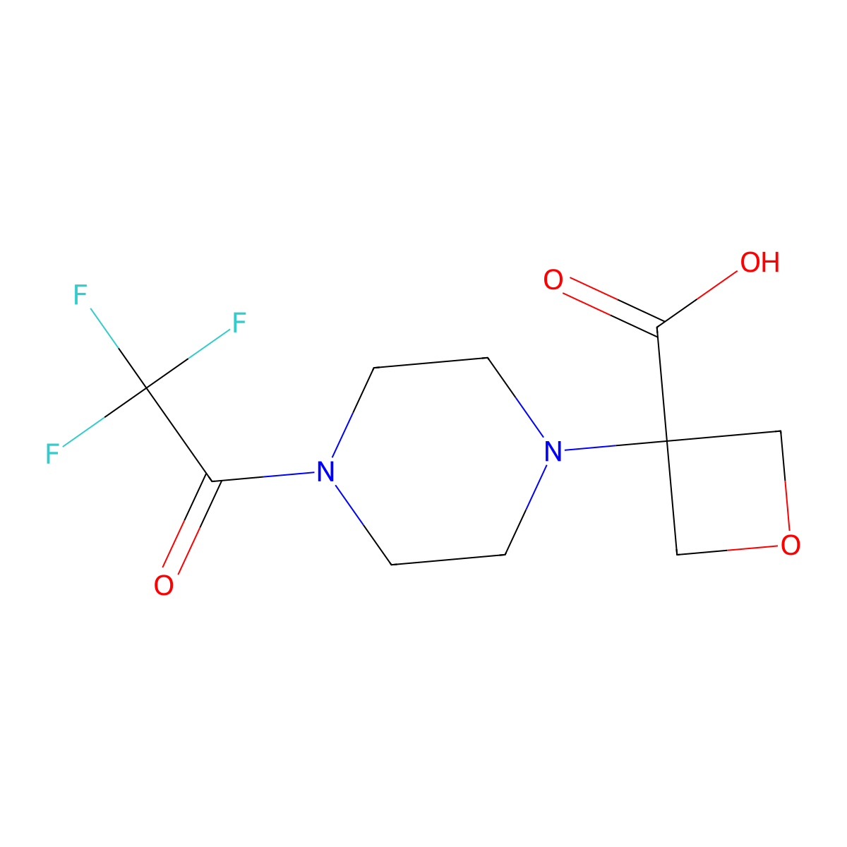 3-[4-(2,2,2-Trifluoroacetyl)piperazin-1-yl]oxetane-3-carboxylic acid molecular structure, CAS 2680782-89-0
