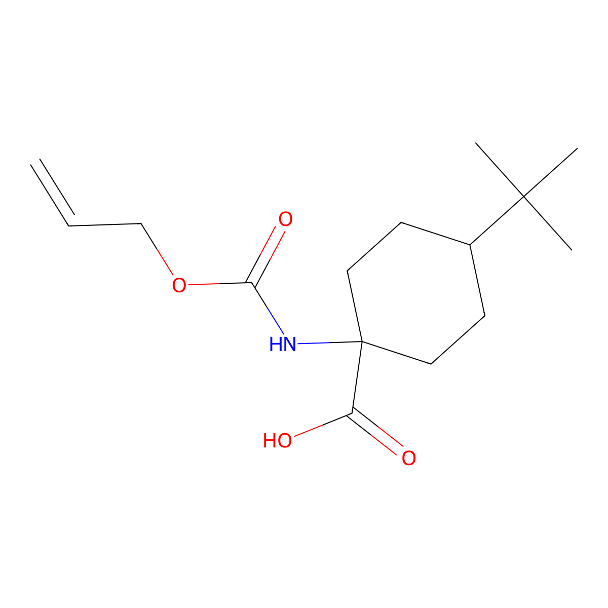 4-Tert-butyl-1-{[(prop-2-en-1-yloxy)carbonyl]amino}cyclohexane-1-carboxylic acid molecular structure, CAS 2680783-02-0