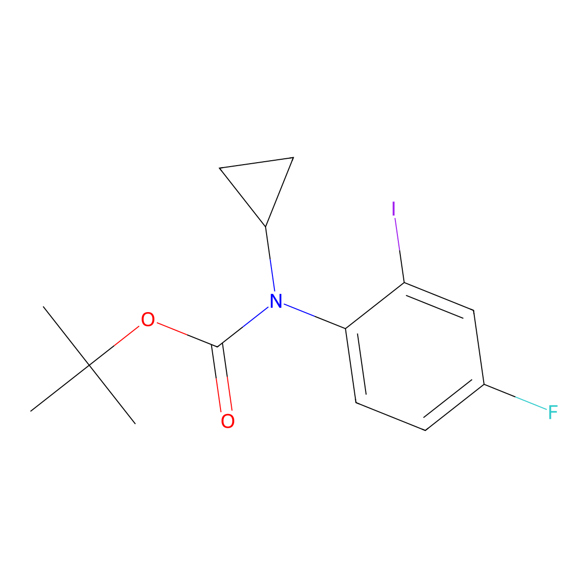 tert-butyl N-cyclopropyl-N-(4-fluoro-2-iodophenyl)carbamate molecular structure, CAS 2680783-04-2