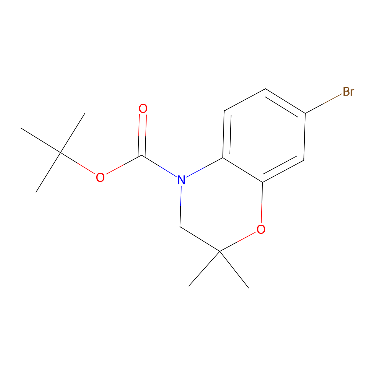 tert-butyl 7-bromo-2,2-dimethyl-3,4-dihydro-2H-1,4-benzoxazine-4-carboxylate molecular structure, CAS 2680783-07-5