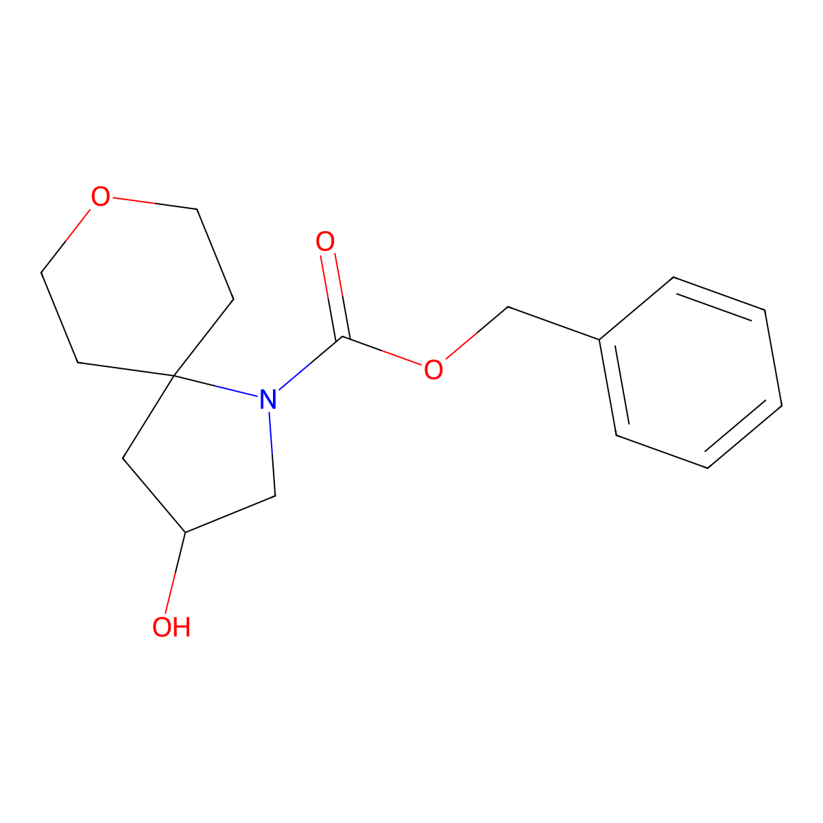 Benzyl 3-hydroxy-8-oxa-1-azaspiro[4.5]decane-1-carboxylate molecular structure, CAS 2680783-10-0
