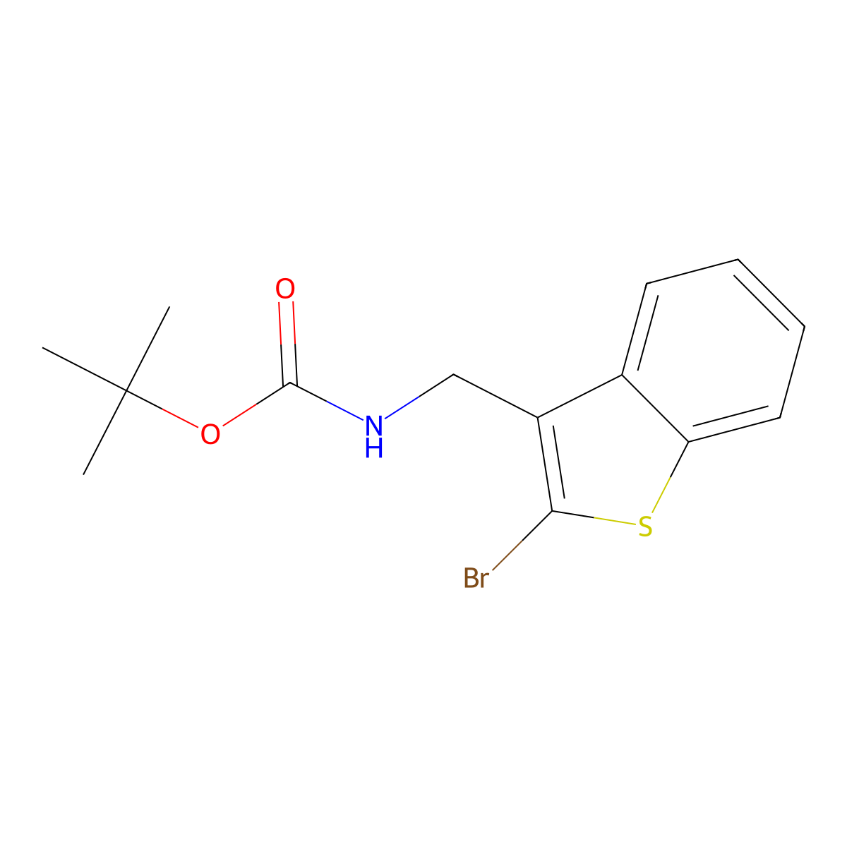 tert-butyl N-[(2-bromo-1-benzothiophen-3-yl)methyl]carbamate molecular structure, CAS 2680783-15-5