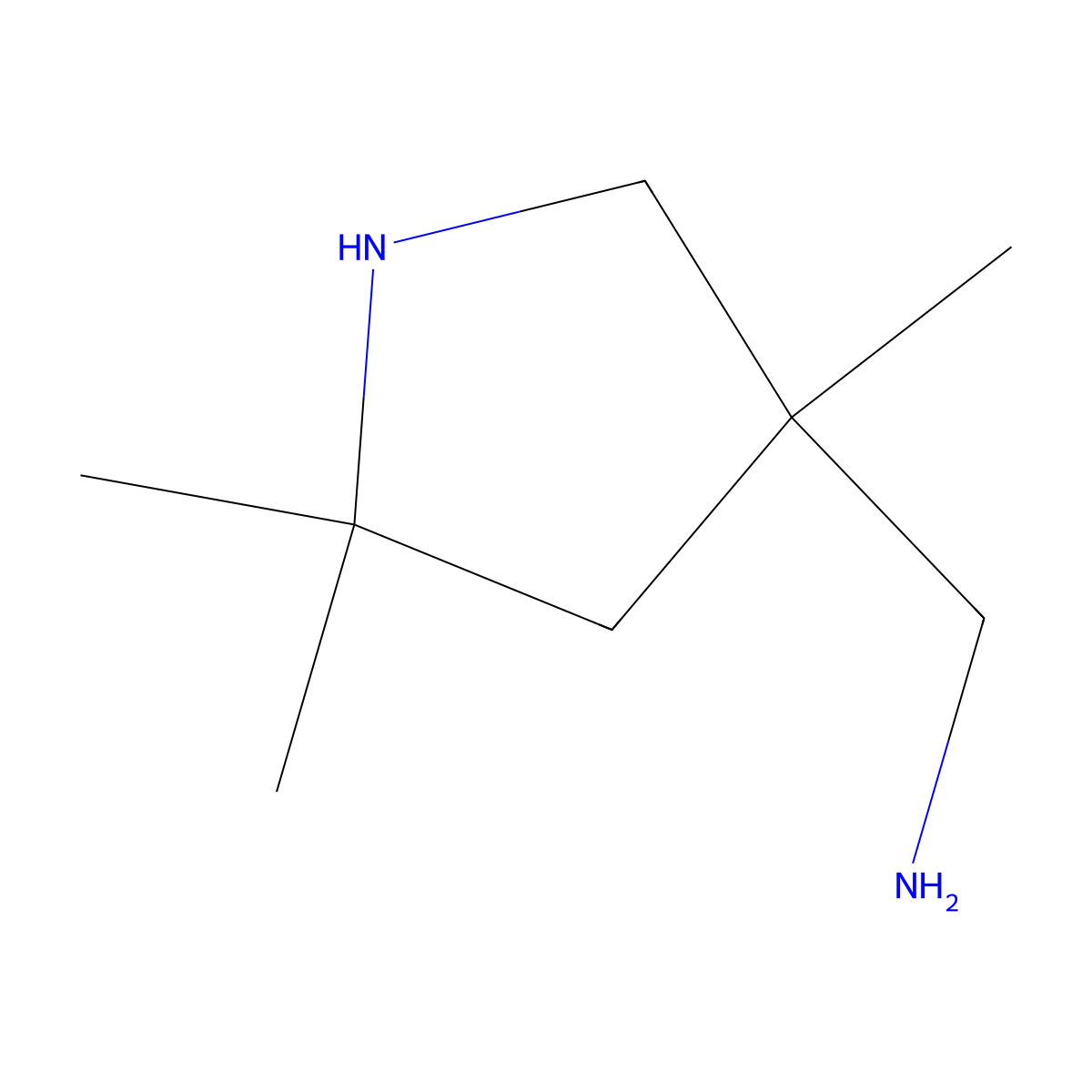 1-(3,5,5-Trimethylpyrrolidin-3-yl)methanamine molecular structure, CAS 2680783-16-6