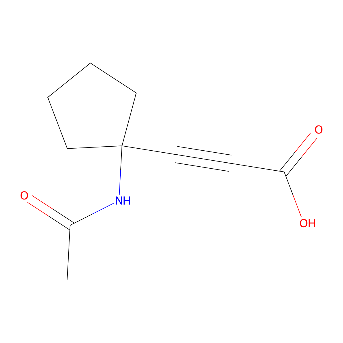 3-(1-Acetamidocyclopentyl)prop-2-ynoic acid molecular structure, CAS 2680783-22-4