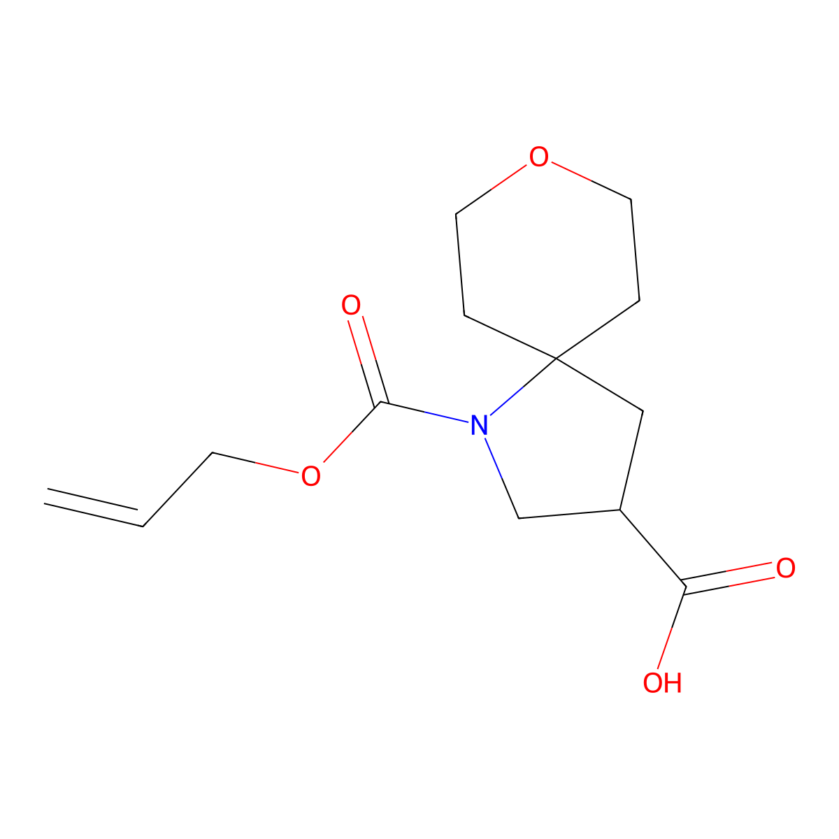 1-[(Prop-2-en-1-yloxy)carbonyl]-8-oxa-1-azaspiro[4.5]decane-3-carboxylic acid molecular structure, CAS 2680783-33-7