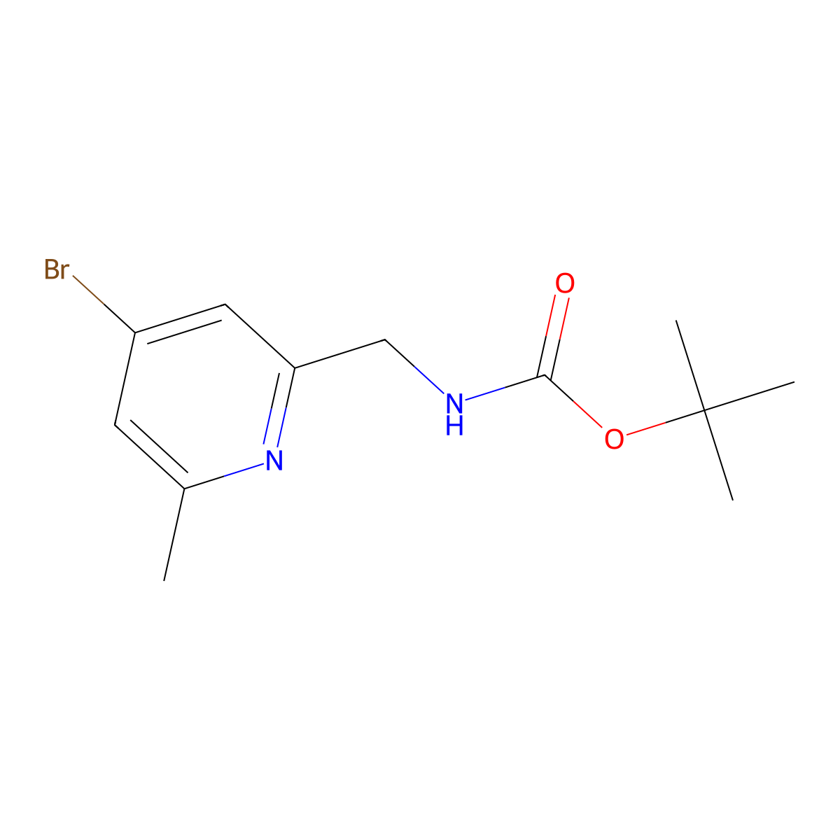 tert-butyl N-[(4-bromo-6-methylpyridin-2-yl)methyl]carbamate molecular structure, CAS 2680783-41-7