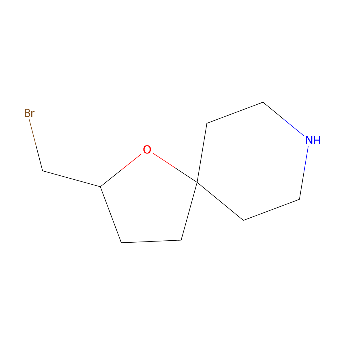 2-(Bromomethyl)-1-oxa-8-azaspiro[4.5]decane molecular structure, CAS 2680783-42-8