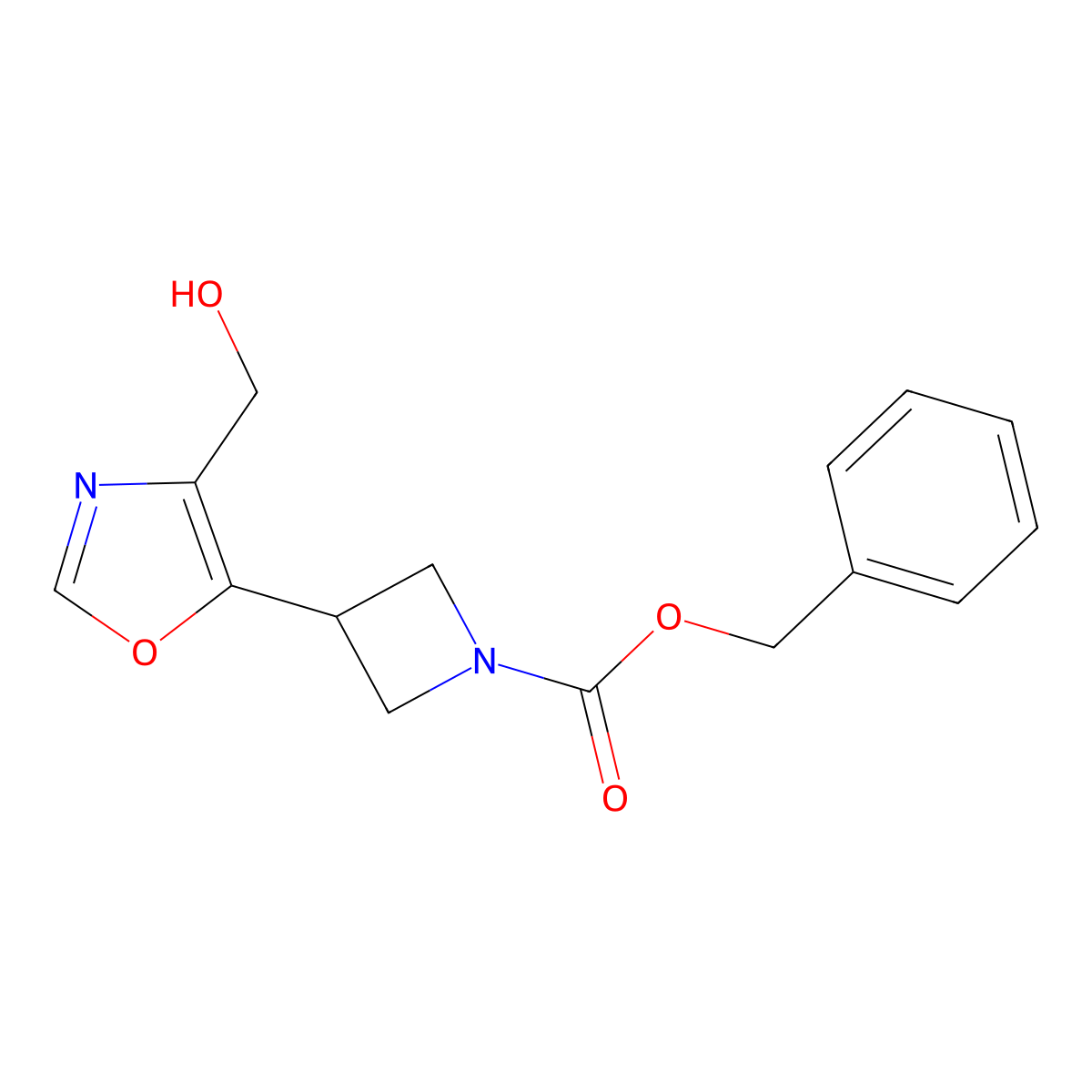 Benzyl 3-[4-(hydroxymethyl)-1,3-oxazol-5-yl]azetidine-1-carboxylate molecular structure, CAS 2680783-43-9