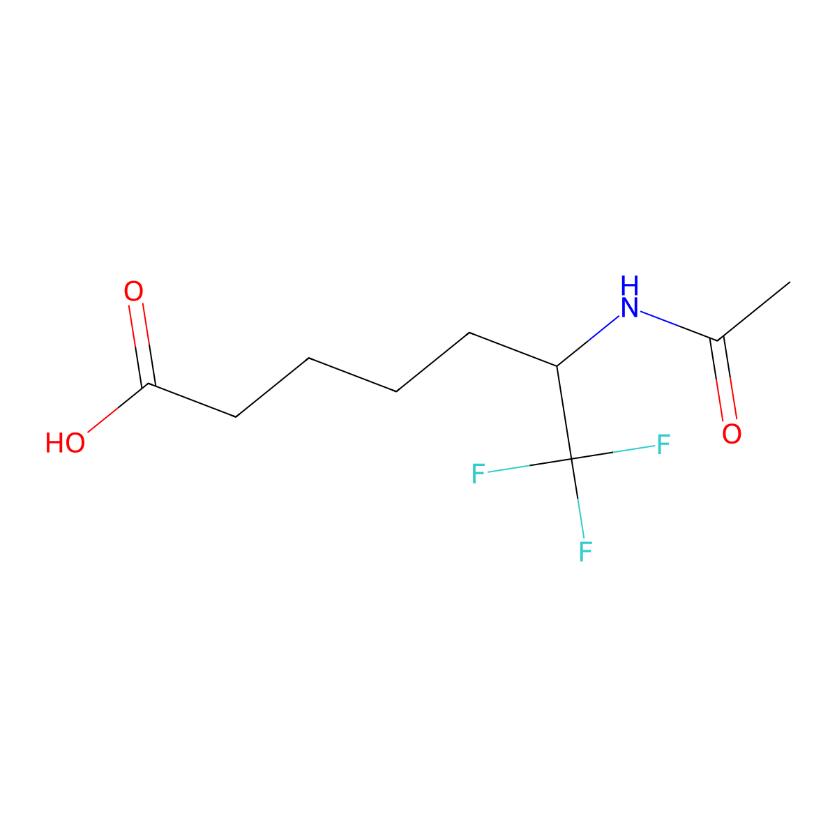 6-Acetamido-7,7,7-trifluoroheptanoic acid molecular structure, CAS 2680783-44-0