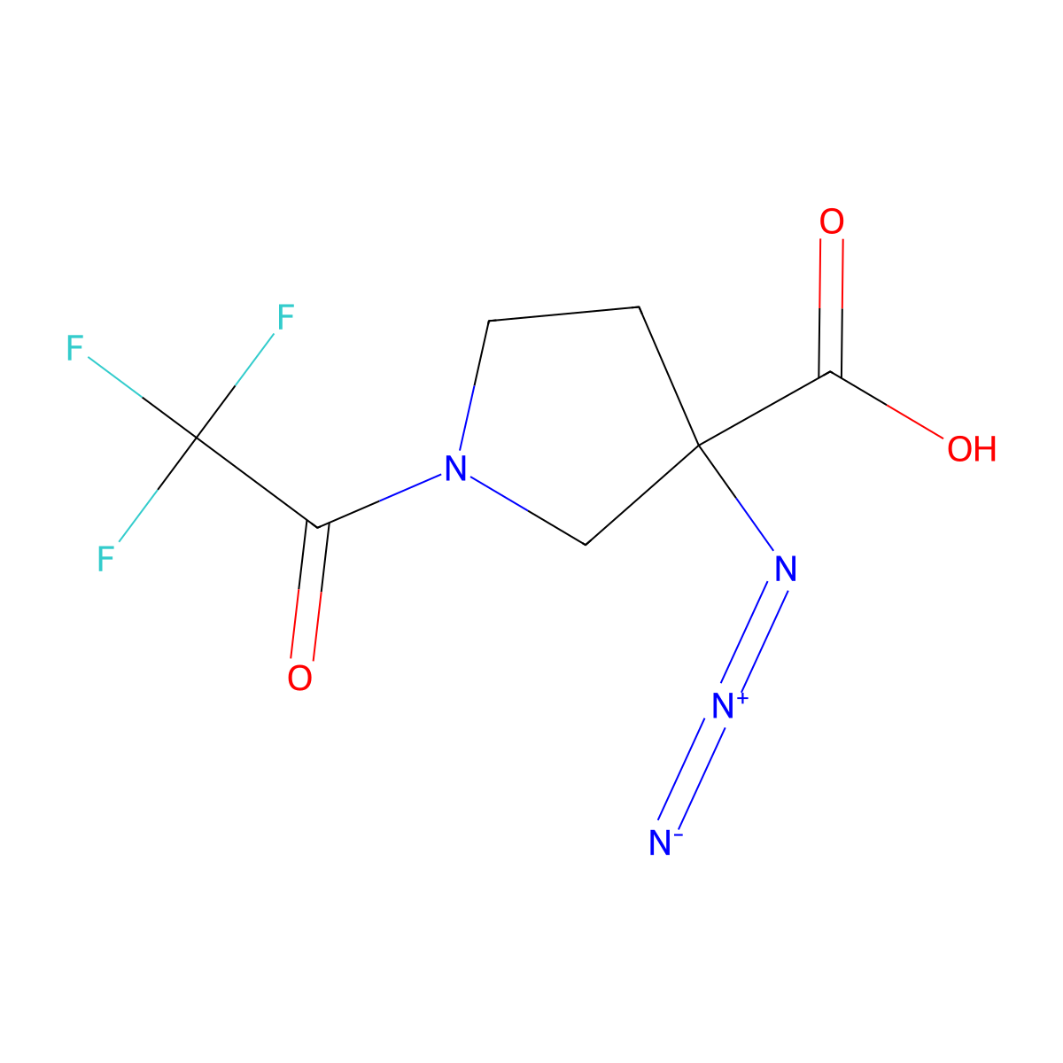 3-Azido-1-(2,2,2-trifluoroacetyl)pyrrolidine-3-carboxylic acid molecular structure, CAS 2680783-47-3