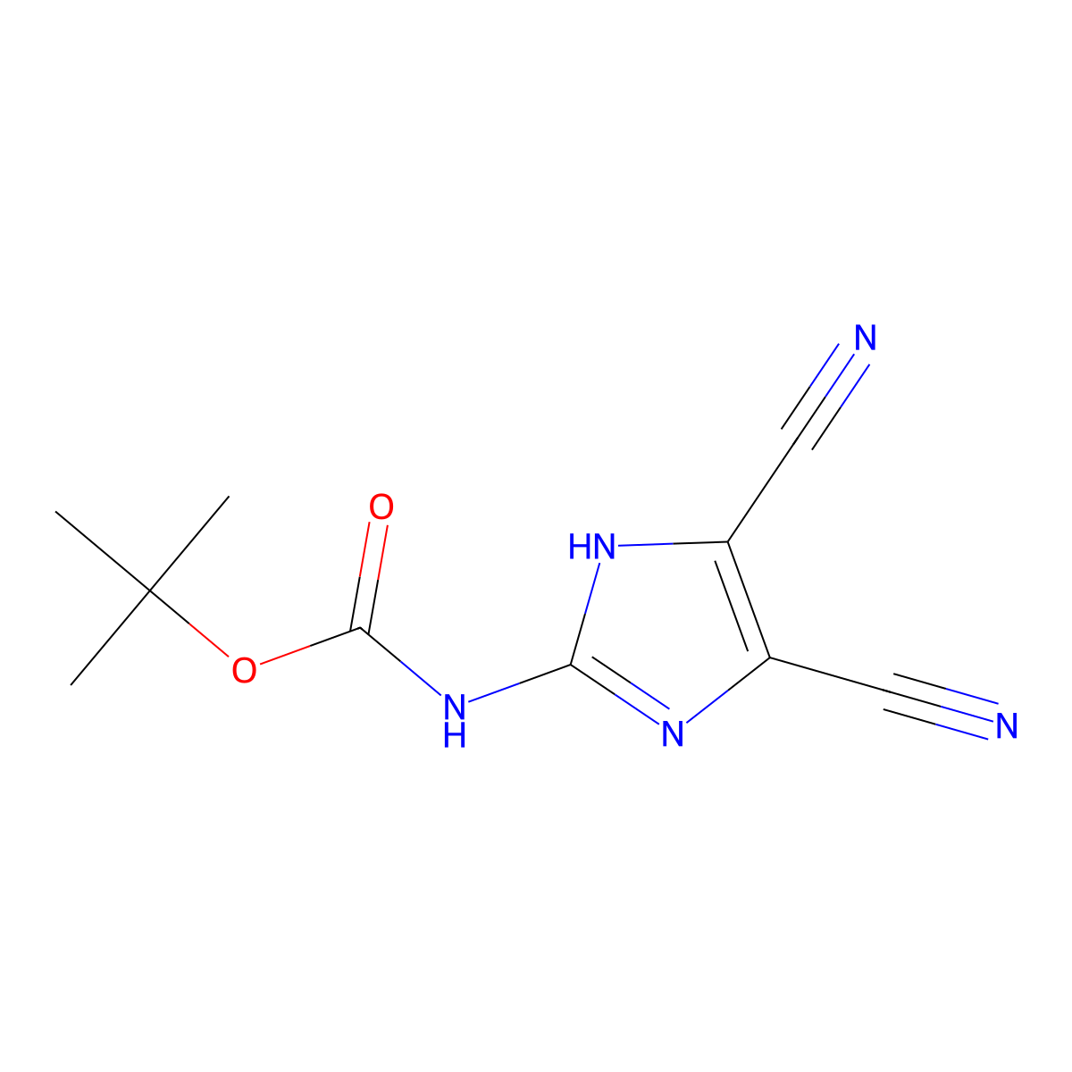 tert-butyl N-(4,5-dicyano-1H-imidazol-2-yl)carbamate molecular structure, CAS 2680783-50-8