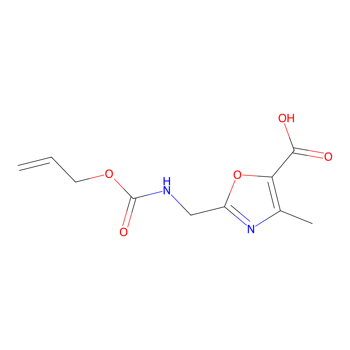 4-Methyl-2-({[(prop-2-en-1-yloxy)carbonyl]amino}methyl)-1,3-oxazole-5-carboxylic acid molecular structure, CAS 2680783-54-2
