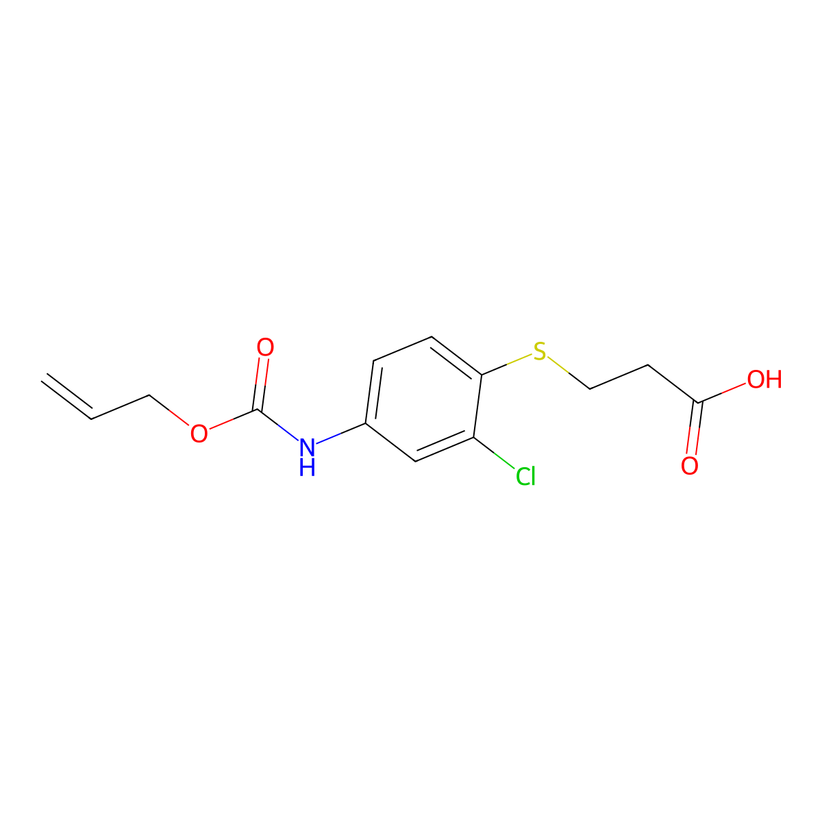3-[(2-Chloro-4-{[(prop-2-en-1-yloxy)carbonyl]amino}phenyl)sulfanyl]propanoic acid molecular structure, CAS 2680783-57-5