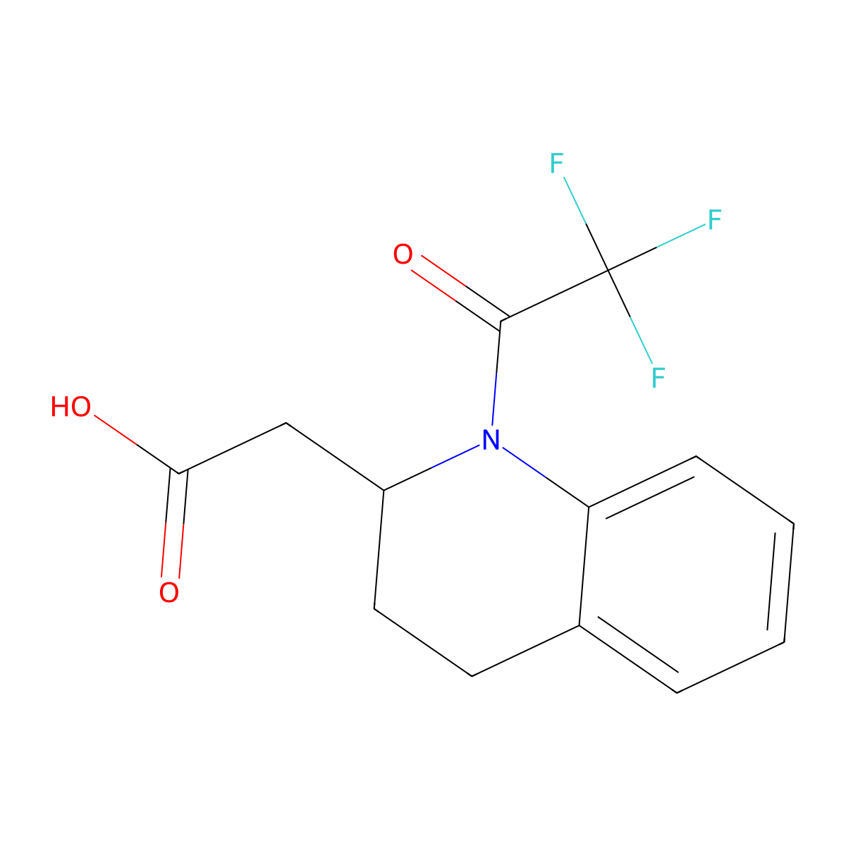 2-[1-(2,2,2-Trifluoroacetyl)-1,2,3,4-tetrahydroquinolin-2-yl]acetic acid molecular structure, CAS 2680783-59-7