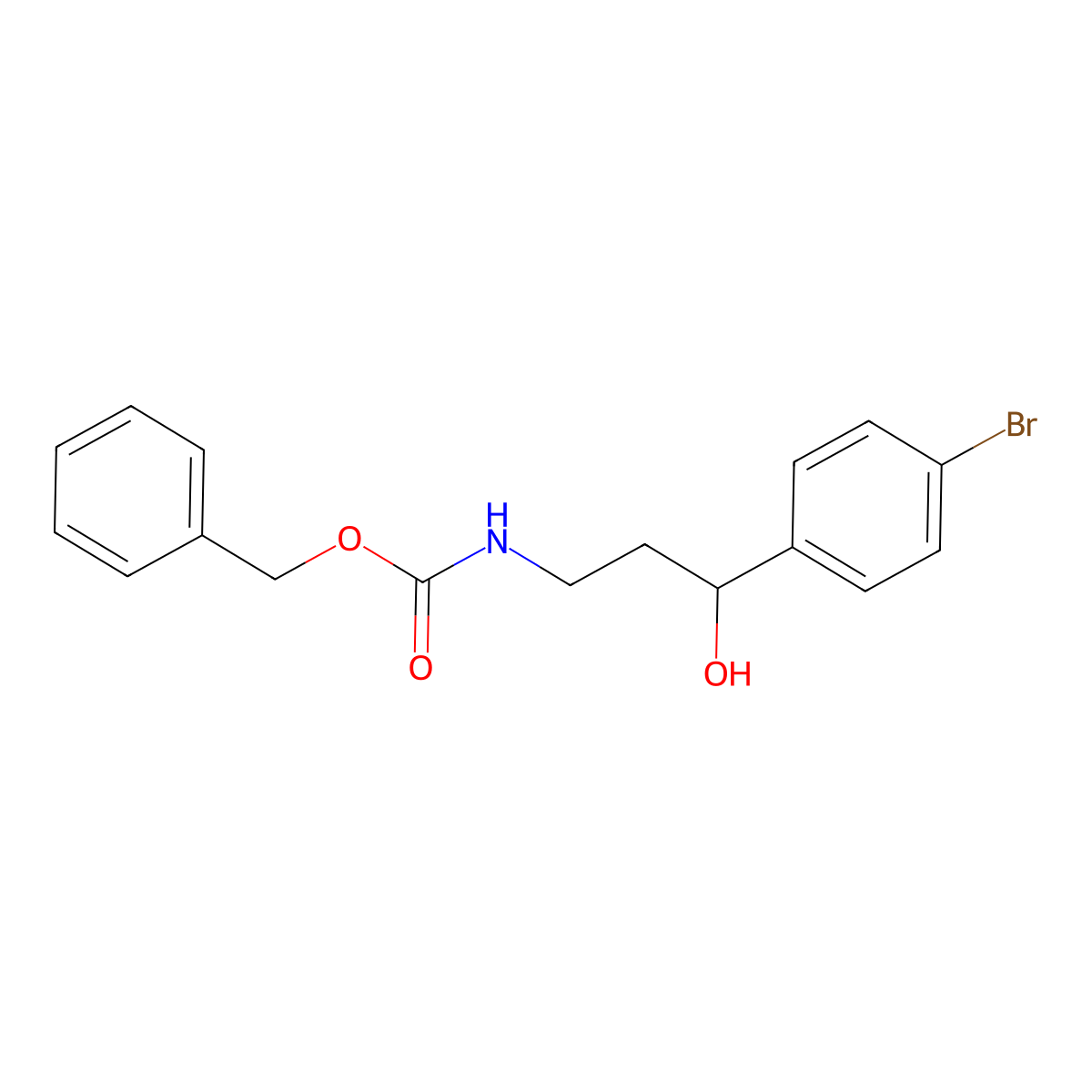 benzyl N-[3-(4-bromophenyl)-3-hydroxypropyl]carbamate molecular structure, CAS 2680783-61-1