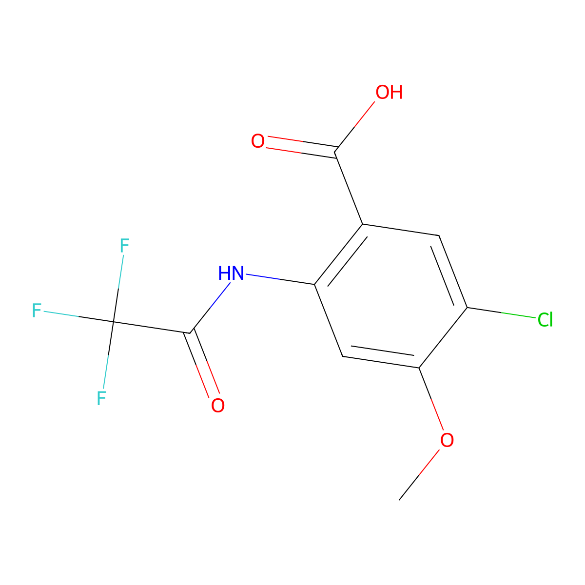 5-Chloro-4-methoxy-2-(2,2,2-trifluoroacetamido)benzoic acid molecular structure, CAS 2680783-64-4