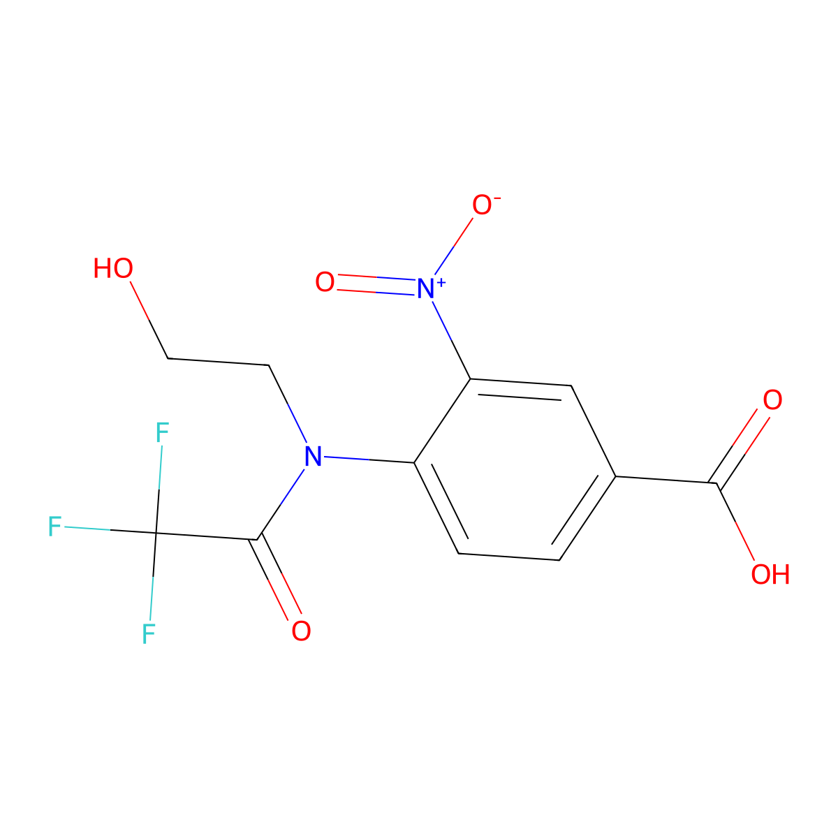 3-nitro-4-[2,2,2-trifluoro-N-(2-hydroxyethyl)acetamido]benzoic acid molecular structure, CAS 2680783-67-7