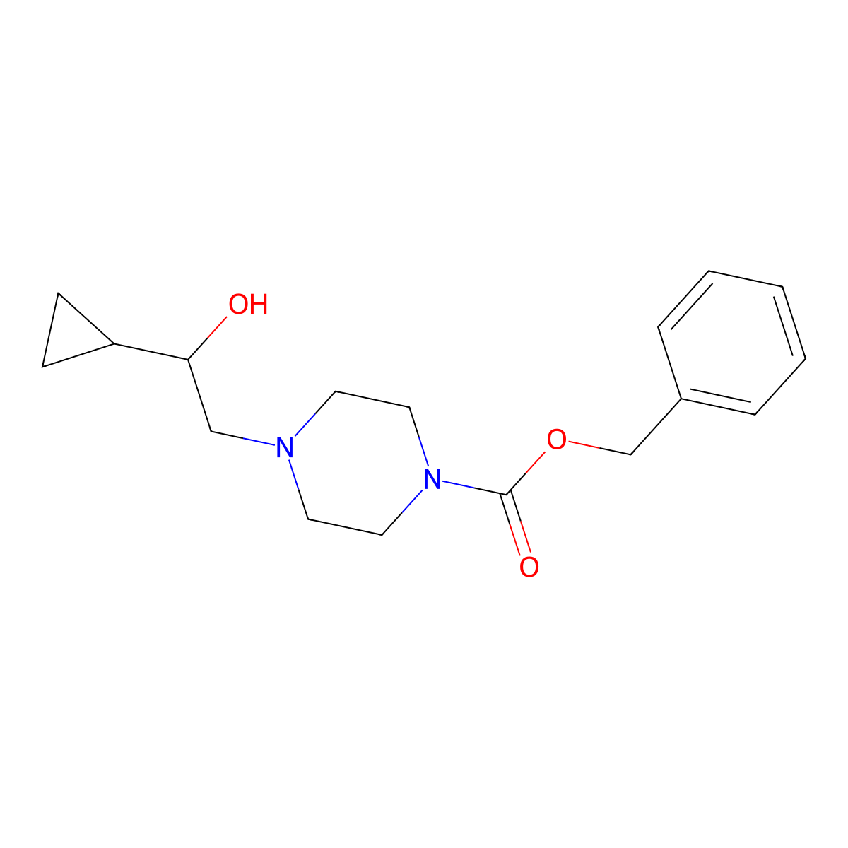 Benzyl 4-(2-cyclopropyl-2-hydroxyethyl)piperazine-1-carboxylate molecular structure, CAS 2680783-68-8
