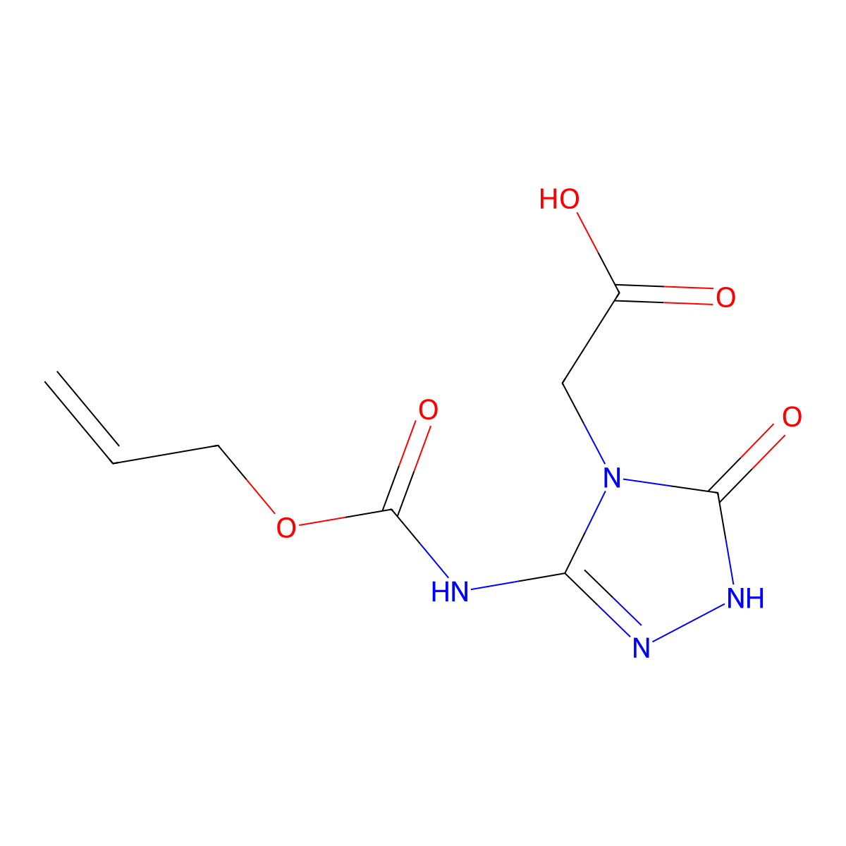 2-(5-oxo-3-{[(prop-2-en-1-yloxy)carbonyl]amino}-4,5-dihydro-1H-1,2,4-triazol-4-yl)acetic acid molecular structure, CAS 2680783-70-2