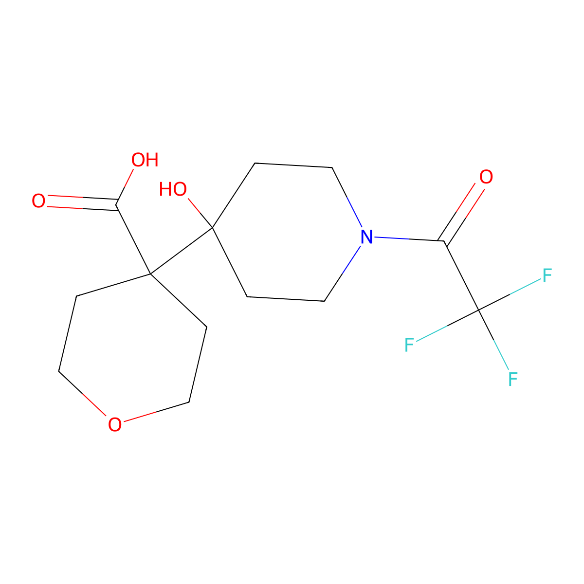 4-[4-Hydroxy-1-(2,2,2-trifluoroacetyl)piperidin-4-yl]oxane-4-carboxylic acid molecular structure, CAS 2680783-71-3