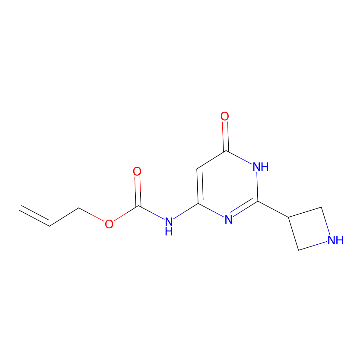 prop-2-en-1-yl N-[2-(azetidin-3-yl)-6-oxo-1,6-dihydropyrimidin-4-yl]carbamate molecular structure, CAS 2680783-72-4