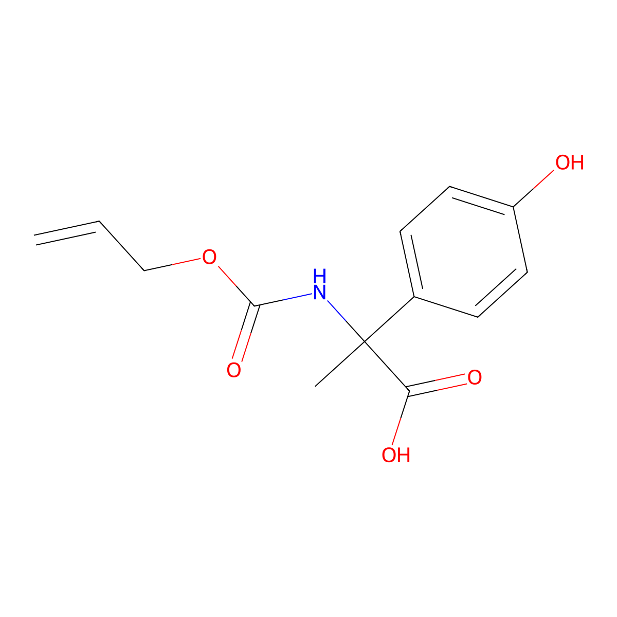 2-(4-Hydroxyphenyl)-2-{[(prop-2-en-1-yloxy)carbonyl]amino}propanoic acid molecular structure, CAS 2680783-75-7