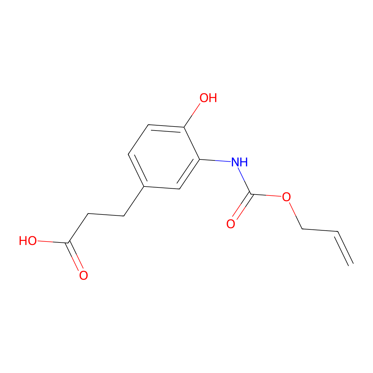 3-(4-Hydroxy-3-{[(prop-2-en-1-yloxy)carbonyl]amino}phenyl)propanoic acid molecular structure, CAS 2680783-82-6