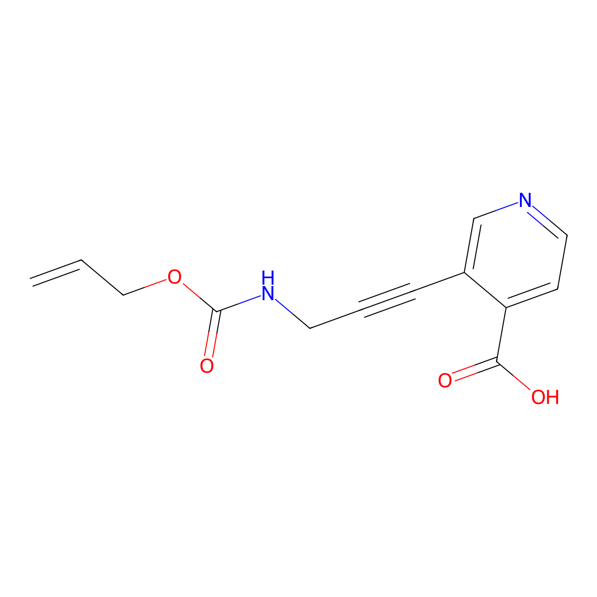 3-(3-{[(Prop-2-en-1-yloxy)carbonyl]amino}prop-1-yn-1-yl)pyridine-4-carboxylic acid molecular structure, CAS 2680783-83-7
