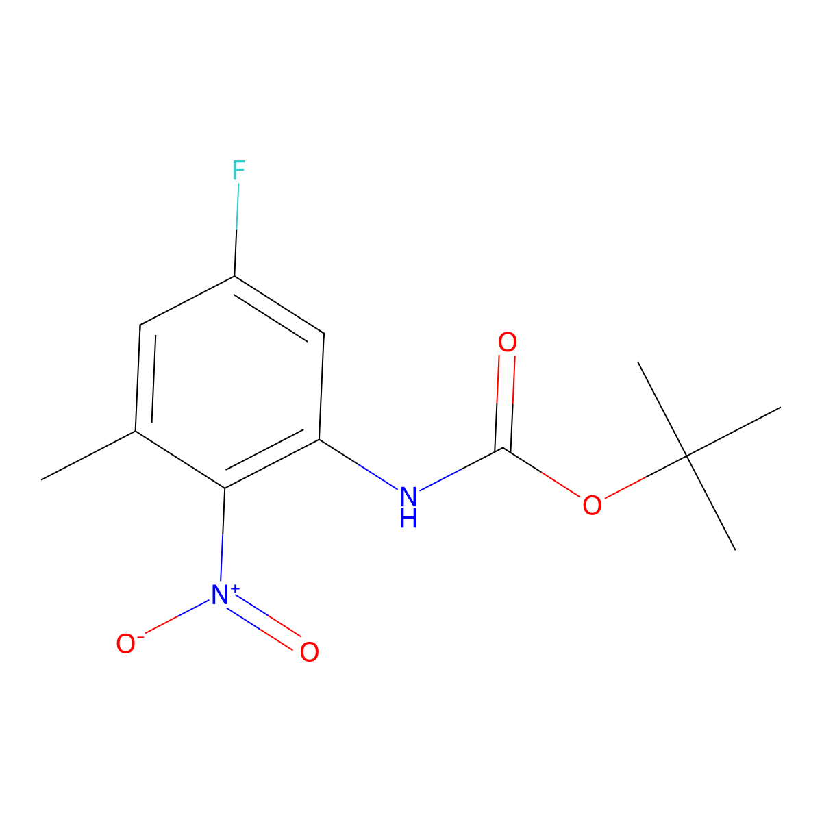 tert-butyl N-(5-fluoro-3-methyl-2-nitrophenyl)carbamate molecular structure, CAS 2680783-91-7