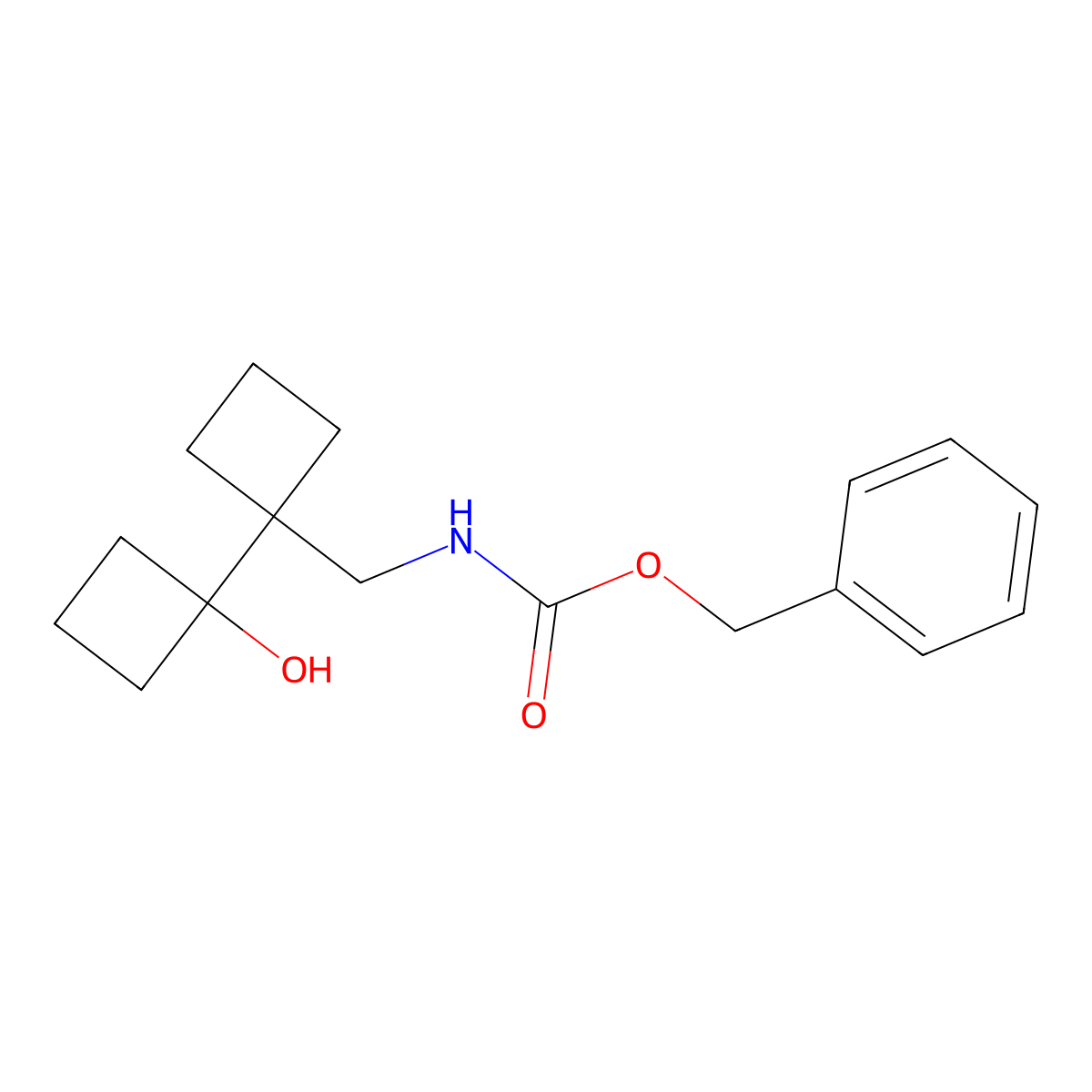 benzyl N-{[1-(1-hydroxycyclobutyl)cyclobutyl]methyl}carbamate molecular structure, CAS 2680783-96-2