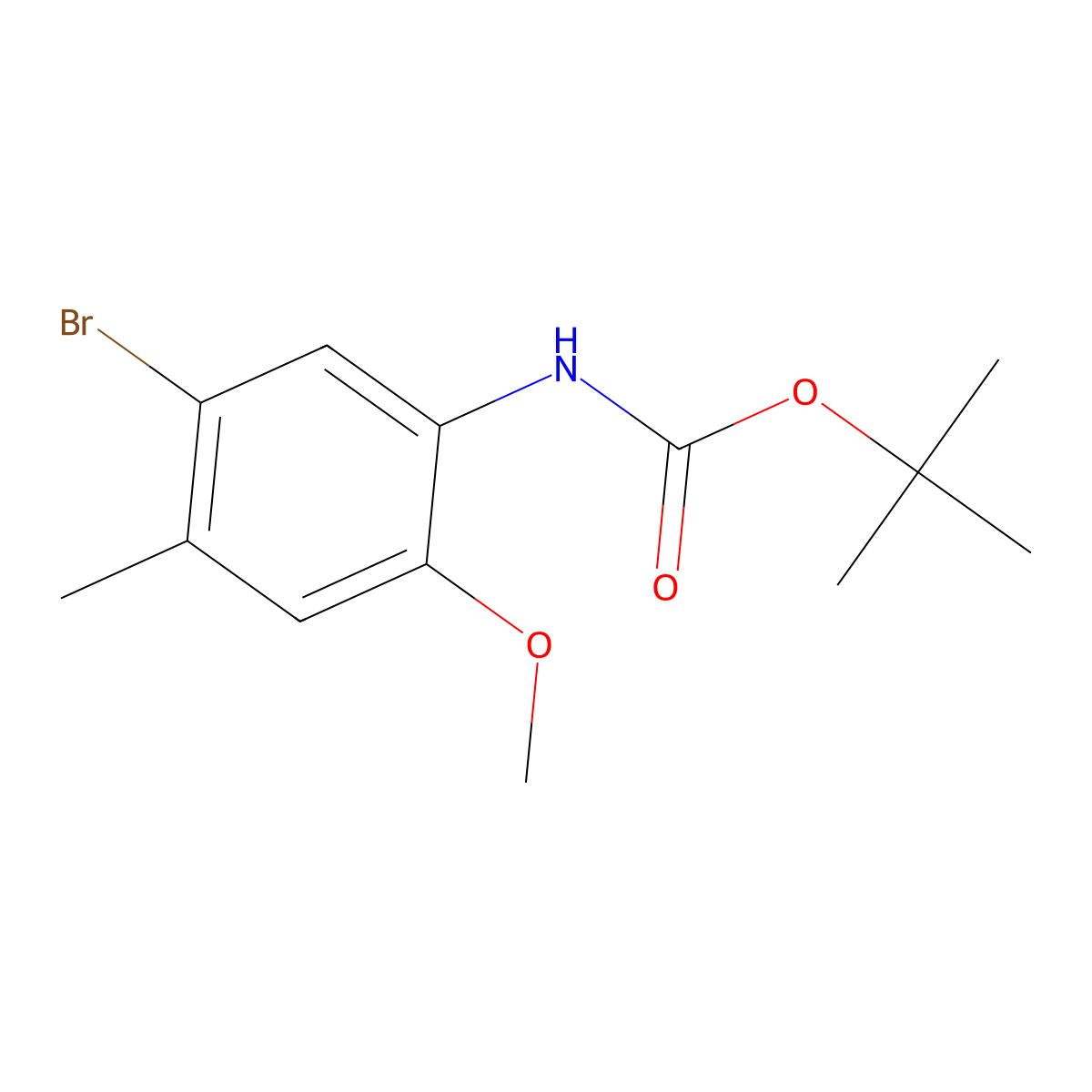 tert-butyl N-(5-bromo-2-methoxy-4-methylphenyl)carbamate molecular structure, CAS 2680784-01-2