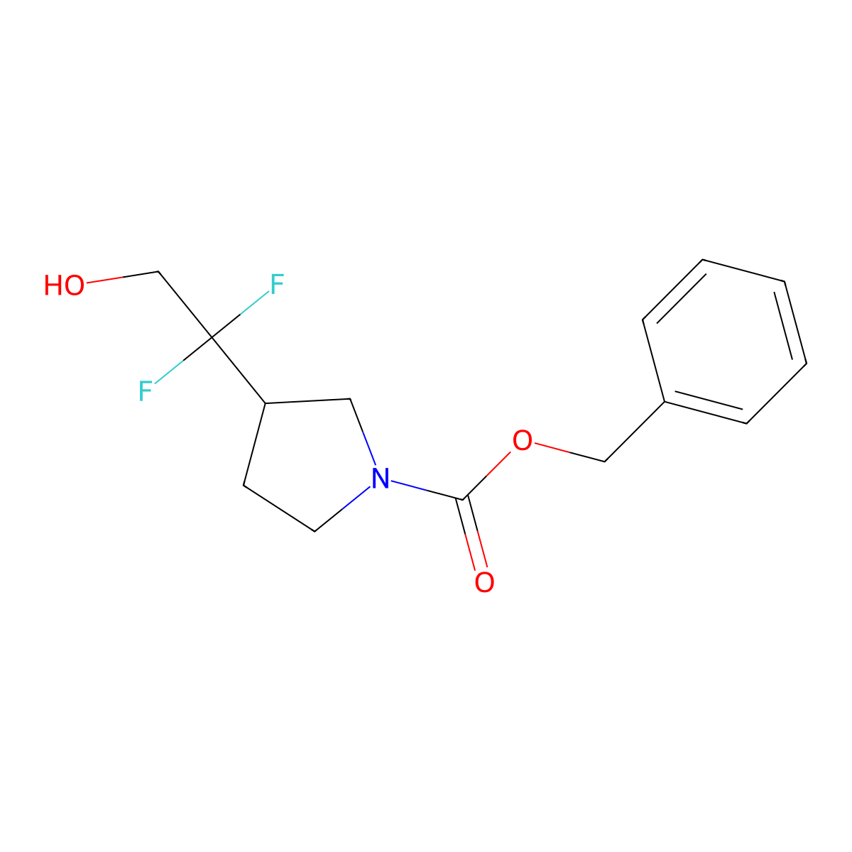 Benzyl 3-(1,1-difluoro-2-hydroxyethyl)pyrrolidine-1-carboxylate molecular structure, CAS 2680784-03-4