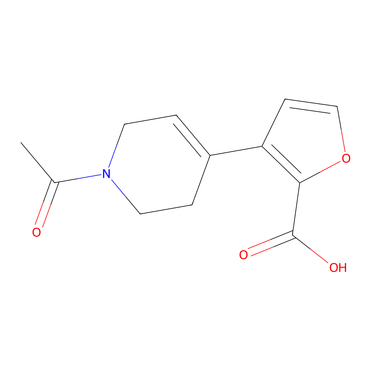 3-(1-Acetyl-1,2,3,6-tetrahydropyridin-4-yl)furan-2-carboxylic acid molecular structure, CAS 2680784-07-8
