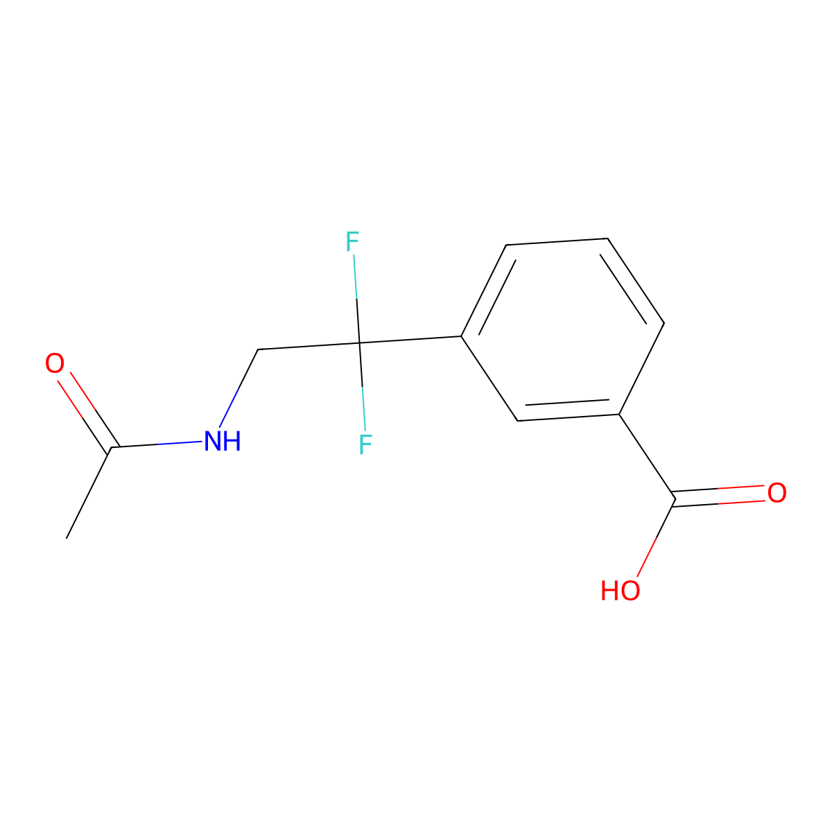 3-(2-Acetamido-1,1-difluoroethyl)benzoic acid molecular structure, CAS 2680784-11-4