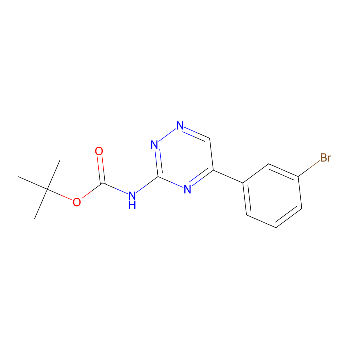 tert-butyl N-[5-(3-bromophenyl)-1,2,4-triazin-3-yl]carbamate molecular structure, CAS 2680784-27-2