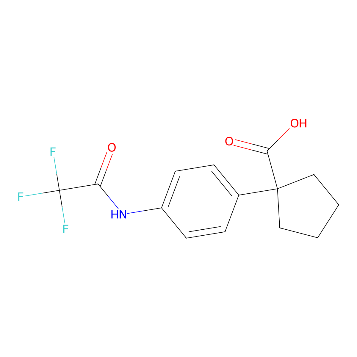 1-[4-(2,2,2-Trifluoroacetamido)phenyl]cyclopentane-1-carboxylic acid molecular structure, CAS 2680784-32-9