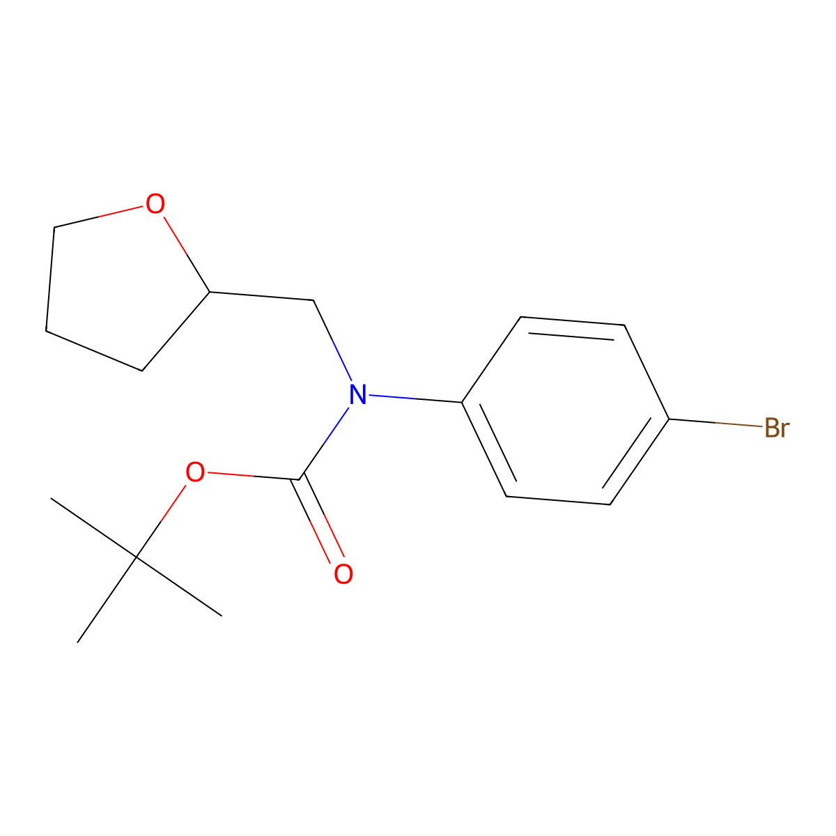 tert-butyl N-(4-bromophenyl)-N-[(oxolan-2-yl)methyl]carbamate molecular structure, CAS 2680784-35-2