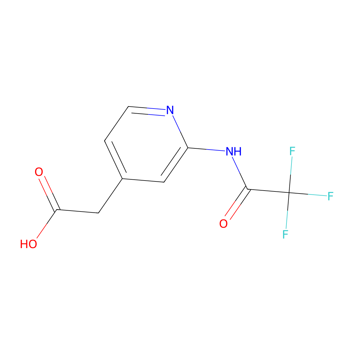 2-[2-(2,2,2-Trifluoroacetamido)pyridin-4-yl]acetic acid molecular structure, CAS 2680784-36-3
